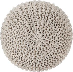 img 3 attached to Knitted Cotton Macrame Ottoman Footrest Home Decor