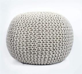 img 4 attached to Knitted Cotton Macrame Ottoman Footrest Home Decor