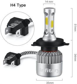 img 3 attached to 🚗 Enhance Your Driving Experience with INFITARY LED Headlight Bulbs H4 9003 Conversion Kits - High/Low Beam, 72W 6500K 10000LM, Dual Beam Car Headlights, COB Chips - 1 pair (H4/9003/HB2 Hi/Lo)