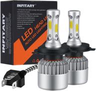 🚗 enhance your driving experience with infitary led headlight bulbs h4 9003 conversion kits - high/low beam, 72w 6500k 10000lm, dual beam car headlights, cob chips - 1 pair (h4/9003/hb2 hi/lo) logo