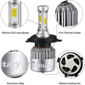 img 2 attached to 🚗 Enhance Your Driving Experience with INFITARY LED Headlight Bulbs H4 9003 Conversion Kits - High/Low Beam, 72W 6500K 10000LM, Dual Beam Car Headlights, COB Chips - 1 pair (H4/9003/HB2 Hi/Lo)