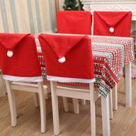 🎅 enhance your christmas banquet décor with black duck brand santa claus hat chair cover sets - 4 pack, red hat slipcovers for festive holiday protection! logo