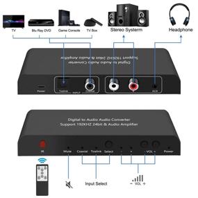 img 3 attached to Усилите свой аудиоопыт: Цифро-аналоговый аудио конвертер с пультом дистанционного управления для PS4 Xbox HDTV DVD наушников