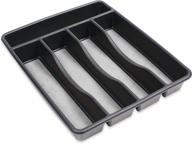 organize silverware in style with rubbermaid no-slip small cutlery tray - black with gray base логотип