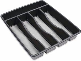 img 2 attached to Organize Silverware in Style with Rubbermaid No-Slip Small Cutlery Tray - Black with Gray Base