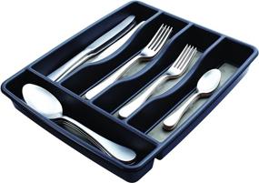 img 1 attached to Organize Silverware in Style with Rubbermaid No-Slip Small Cutlery Tray - Black with Gray Base