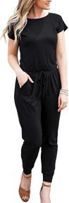 img 4 attached to DOUBCQ Jumpsuits Elastic Jumpsuit Pockets Women's Clothing for Jumpsuits, Rompers & Overalls