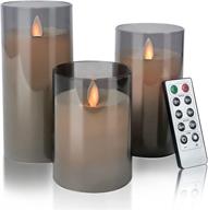 🕯️ aignis flameless candles with remote control, battery operated candles pack of 3 with timer, plexiglass led candles for table decoration in home (d: 3"x h: 4"5"6") logo