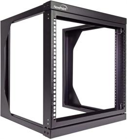 img 1 attached to 🖥️ Black 9U Wall Mount IT Open Frame 19 Inch Rack with Swing Out Hinged Gate by NavePoint: Enhanced SEO