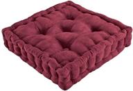 burgundy tufted padded boosted cushion and support for chairs - plush seat with convenient carrying handle | collections etc logo