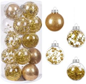 img 4 attached to 🎄 HBlife 20 Pcs Christmas Decorations Ornaments, Set of 4 Gold Christmas Tree Balls, 3.15 Inches Shatterproof Ornaments for Outdoor Indoor Holiday Wedding Party