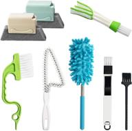 🧹 8-piece window handheld cleaning brush set with microfiber duster & washable crevice track brush - ideal for shutter, keyboard, air conditioner, car vents, dust removal, and window groove gap cleaning logo