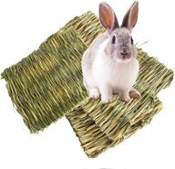 hamiledyi rabbit bunny grass mat: natural straw woven bedding nest for small animals and birds - 3 pack логотип