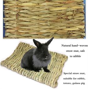 img 2 attached to Hamiledyi Rabbit Bunny Grass Mat: Natural Straw Woven Bedding Nest for Small Animals and Birds - 3 Pack