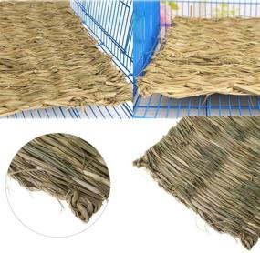 img 1 attached to Hamiledyi Rabbit Bunny Grass Mat: Natural Straw Woven Bedding Nest for Small Animals and Birds - 3 Pack