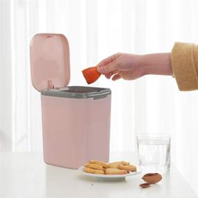 img 1 attached to Morcte 0.5 Gallon Mini Desktop Trash Can with Push Button Lid in Pink: Compact and Convenient