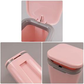 img 2 attached to Morcte 0.5 Gallon Mini Desktop Trash Can with Push Button Lid in Pink: Compact and Convenient