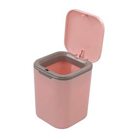 img 4 attached to Morcte 0.5 Gallon Mini Desktop Trash Can with Push Button Lid in Pink: Compact and Convenient