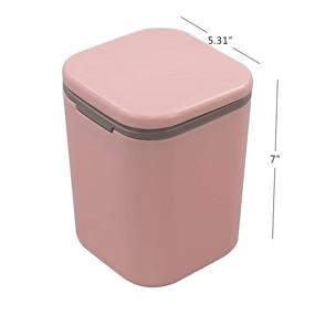 img 3 attached to Morcte 0.5 Gallon Mini Desktop Trash Can with Push Button Lid in Pink: Compact and Convenient