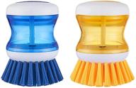 🧼 starhelix soap dispensing dish brush | multifunctional palm brush for efficient cleaning of sinks, tableware, non-stick pots, and cutting boards | pack of 2 (orange/blue) logo