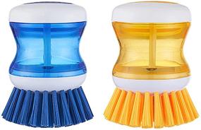 img 4 attached to 🧼 StarHelix Soap Dispensing Dish Brush | Multifunctional Palm Brush for Efficient Cleaning of Sinks, Tableware, Non-Stick Pots, and Cutting Boards | Pack of 2 (Orange/Blue)