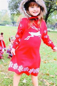 img 2 attached to 👗 Idgreatim Little Girls Ugly Christmas Sweater Dress: Xmas Flared Knit Jumper Dresses for Ages 2-9