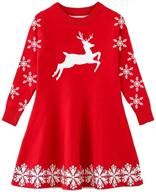 👗 idgreatim little girls ugly christmas sweater dress: xmas flared knit jumper dresses for ages 2-9 logo