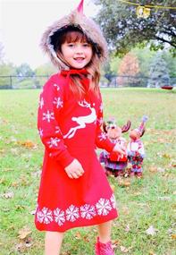 img 1 attached to 👗 Idgreatim Little Girls Ugly Christmas Sweater Dress: Xmas Flared Knit Jumper Dresses for Ages 2-9