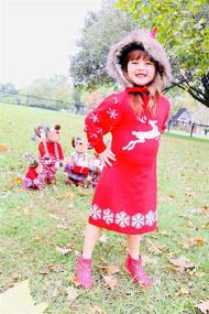 img 3 attached to 👗 Idgreatim Little Girls Ugly Christmas Sweater Dress: Xmas Flared Knit Jumper Dresses for Ages 2-9