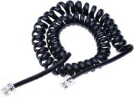 🔌 10 feet rj10 telephone cord for landline/ip phones - compatible with bt, at&t, cisco, nec, rolm, itt, ti - coiled spiral handset wire (black) logo