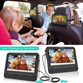 img 3 attached to WONNIE 7.5’’ Dual Screen DVD Player Portable Car Headrest Video with 📀 Built-in 5-Hour Rechargeable Battery, Last Memory, Regions Free (Host DVD Player+ Slave Monitor)