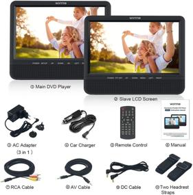 img 2 attached to WONNIE 7.5’’ Dual Screen DVD Player Portable Car Headrest Video with 📀 Built-in 5-Hour Rechargeable Battery, Last Memory, Regions Free (Host DVD Player+ Slave Monitor)