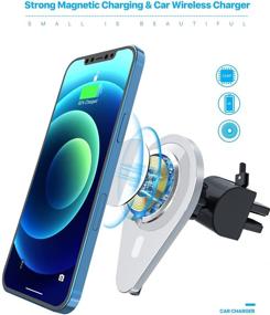 img 1 attached to 🚗 Magnetic Wireless Car Charger: Fast Auto-Clamping Phone Mount for iPhone 13/12 Series - 15W Air Vent Holder by ikeer