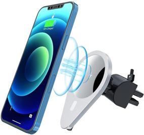 img 4 attached to 🚗 Magnetic Wireless Car Charger: Fast Auto-Clamping Phone Mount for iPhone 13/12 Series - 15W Air Vent Holder by ikeer