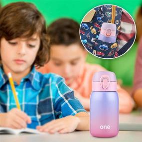 img 1 attached to Premium Kids Water Bottle: 24Hrs Cooling & 🧃 12Hrs Keep Warm, Double Wall Vacuum Insulated Stainless Steel, 9oz