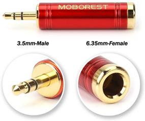 img 1 attached to 🔌 MOBOREST адаптер стерео-переходника 3,5 мм мужской - 6,35 мм женский, штекер 1/8 дюйма - разъем 1/4 дюйма, адаптер для наушников, чистая медь, в модном дизайне 1 красный + 1 синий.