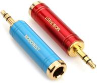 🔌 moborest адаптер стерео-переходника 3,5 мм мужской - 6,35 мм женский, штекер 1/8 дюйма - разъем 1/4 дюйма, адаптер для наушников, чистая медь, в модном дизайне 1 красный + 1 синий. логотип