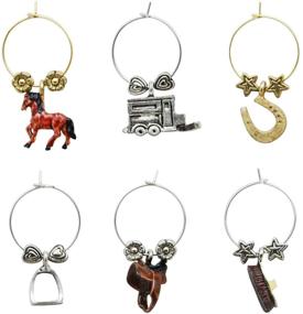 img 1 attached to 🐎 Equestrian Painted Wine Charms by Wine Things - Multicolor, Designed to Fit Neatly Around Stem