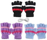 decvo usb 2.0 powered knitting wool heated gloves: perfect fingerless hand warmers for laptop use (3 pack) logo