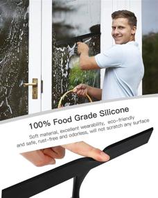 img 3 attached to 🚿 11-Inch Shower Squeegee for Glass Shower Doors: Bathroom Cleaner with Non-Slip Handle & Self-Adhesive Hook