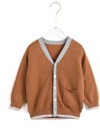 🌰 cute and cozy: toddler boys soft cotton cinnamon brown cardigan, perfect for ages 2-3 logo
