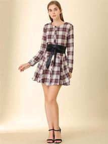 img 2 attached to Allegra Womens Plaids Sleeves Belted Women's Clothing for Dresses
