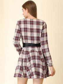 img 1 attached to Allegra Womens Plaids Sleeves Belted Women's Clothing for Dresses
