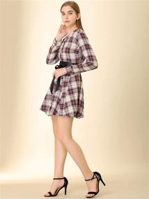 img 3 attached to Allegra Womens Plaids Sleeves Belted Women's Clothing for Dresses