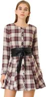 allegra womens plaids sleeves belted women's clothing for dresses logo