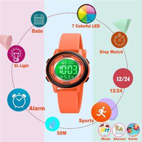 img 1 attached to 🌈 Colorful Waterproof Stopwatch Wristwatches for Boys - Ideal Wrist Watches