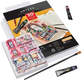 img 2 attached to 🎨 Arteza Mixed Media Paper Foldable Canvas Pad, 5x6.6 Inches, 20 Sheets, DIY Frame, Heavyweight Multimedia Paper, 228 lb, 370 GSM, Acid-Free, Art Supplies for Painting and Mixed Media Art