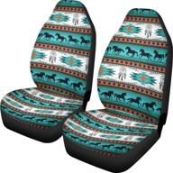 🐴 native american boho aztec dreamcatcher horses pattern front seat covers - set of 2, universal fit vehicle seat protector for cars, sedan, suv, van logo