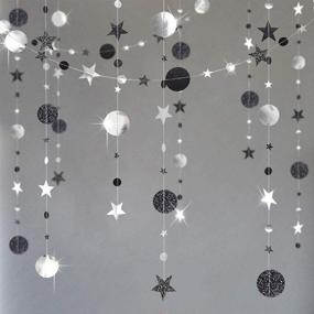 img 1 attached to 🌙 Black Silver Moon Star Garland: Glitter Ramadan Decorations, Halloween Hanging Circles Streamer Banner Backdrop for Birthday, Graduation, Wedding, Bridal Shower, Bachelorette, EID, New Year Decor