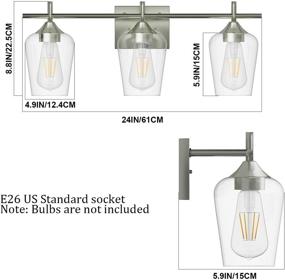 img 2 attached to Ralbay Industrial Bathroom Vanity Light - Elegant 3-Light Brushed Nickel Fixture with Clear Glass Shade for Contemporary Bathrooms